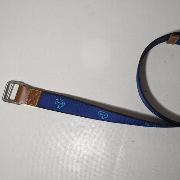 NEW- Size L/XL Mens Cremieux Cloth Belt Polyester Dog Design Navy & Blue - Picture 1 of 5